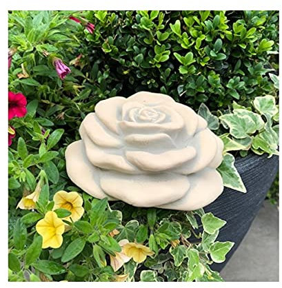 Radami XXL Stein Rose Rosenblüte Blüte Blumen Steinguss frostfest wetterfest Garten Deko Sand 15cm 1kg