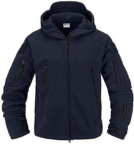 Memoryee Uomo Giacche Antivento Giacca in Pile Outdoor Militare Caldo Cappotto/Navy/S