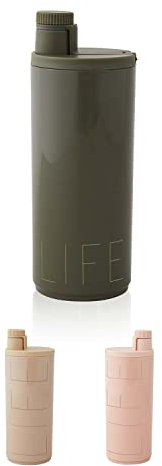Design Letters SPORTS Leak-proof Water Bottle Olive (500 ml) | Use as gym bottle, smoothie bottle | Includes Shaker ball for mixing energy drinks | BPA & BPS-Free | Dishwasher & Microwave safe