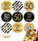 216Pcs 50. Geburtstag Aufkleber Sticker Jubiläum Deko Schwarzes und Gold Geschenk-Verpackung Gastgeschenk Hochzeit Mitgebsel für Gäste Fest Etiketten (50th)