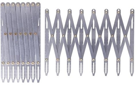 Metall-Raumteiler-Werkzeug, Abstandshalter mit Knopfführung, Nählehre Abstandshalter zum Nähen, Nählehre aus Aluminium, verstellbares gleiches Lineal, das sich erweiternde Nählehre