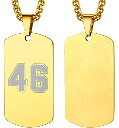 U7 Placas Grabadas Acero Inoxidable 316L De Hombres Collares Dorados Chapas Militares Personalizables Oro 18k Joyerías Identificativas para Amigos ID Dog Tag Personalizado con Números Deporte