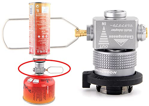 Campingmoon - Adaptador de Recambio para depósito de Gas de Camping, Dispositivo de Transferencia de Combustible para mochileros, válvula Lindal portátil para Exteriores, válvula de ventilación de