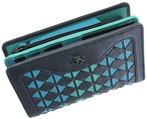 VISCONTI Bora Bora Collection Cecile Ledergeldbörse mit RFID Blockierung BR75 Orchidee blau Einheitsgröße, Blaue Orchidee, Taglia Unica