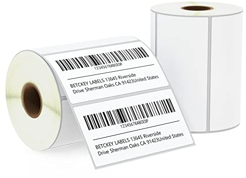 BETCKEY - 102mm x 51mm(4 in x 2 in) Perforées Étiquettes Thermiques pour Code-Barres, Expédition et Usage Multiple Compatible avec les imprimantes Zebra et autres [2 Rouleaux/1500 Étiquettes]