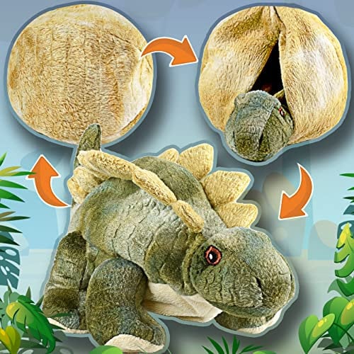Creanino Dino Kuscheltier 2 in 1 | Plüschtier zum Wenden [Stegosaurus Drake] Dinosaurier Kuscheltier | Plüschtier Dinosaurier | Wende Kuschel Tier | Dino-Plush | Stegosaurus