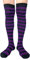 AUSUAYA Oberschenkelhohe Socken für Damen, gestreift, extra lang, Overknee-Strümpfe, Baumwolle, für Cosplay und Gothic-Beinwärmer GB-LW-3, Schwarz und Lila gestreift, Einheitsgröße