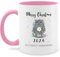 Tasse Tassen 325ml - Weihnachten Weihnachtstasse - Merry Christmas 2024 - Grumpy Katze Wunschtext - 325 ml - Rosa - weihnachtsmotiv katzen weihnachtstassen und weihnacht personalisierte