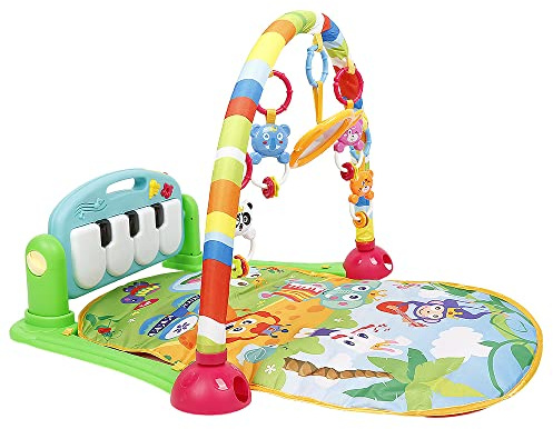 XUANYU Baby-Spielmatte, Spieldecke mit Spielbogen, Spielmatte Baby Faltbar, Lernspielzeug ab 0 Monaten (Grün 72,5×60×47 cm)