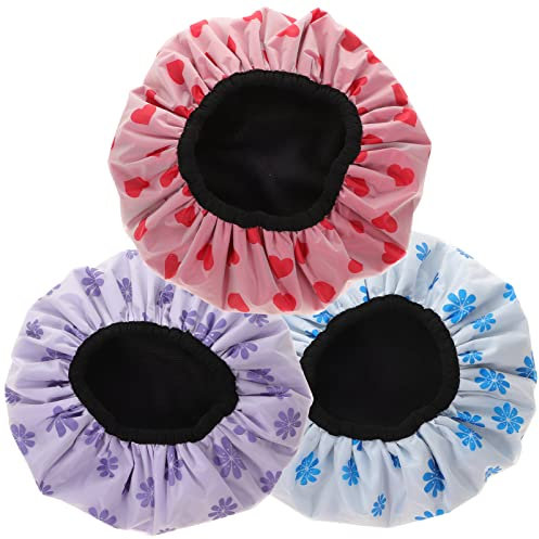 Beavorty Quick Dry Travel Towel Shower Cap, 4Pcs Terry Lined Shower Caps, Reusable Shower Caps for Thick Hair, Washable Soft Bath Shower Caps for Hair Care for Women Rapid Drying Towel