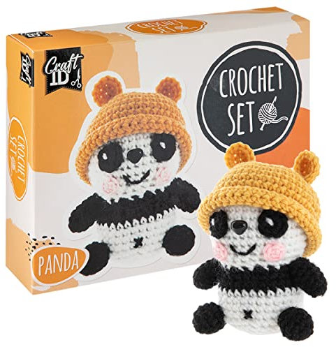 Craft ID Häkelsets für Anfänger | Amigurumi-Set | Panda | Starter-Häkelpaket | Häkelnadelset Kinder und Erwachsene | Häkelpakete Kuscheltiere | Häkelset-Tiere