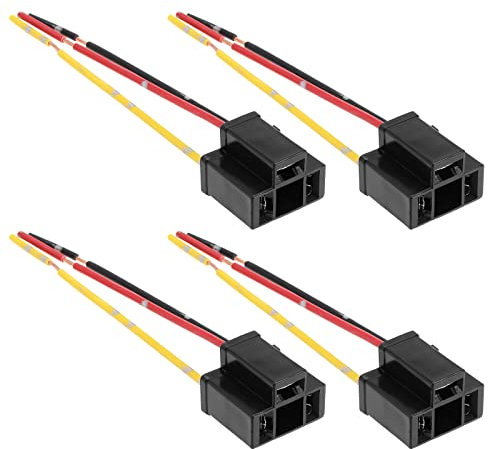 YINETTECH 4 Stück Scheinwerfer-Verkabelungsstecker Ersatz Kompatibel mit H4 HB472 472 Glühbirnen 3-poliger Scheinwerfer-Reparatur-Lampen-Kabelbaum-Stecker-Kabelbuchse