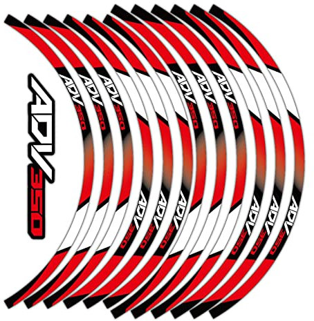 XMSCN Felgenaufkleber Für Honda ADV 350 Adv350 Motorradzubehör Radaufkleber Auf Der Innenseite des Felgenstreifenband (Color : Rosso)