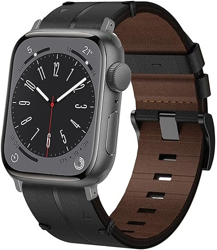 Leder Armband Apple Watch 45mm 44mm 42mm, Weiches Echtleder Ersatzarmband iWatch Armbänder für Apple Watch SE, iWatch Series Ultra 8 7 6 5 4 3 2 1 Damen Herren
