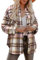 Zeagoo Damen Hemdjacke Karierte Hemdbluse Langarm Shacket Mantel Flanell Jacke mit Knöpfen Übergangsjacke Frühling Winter Rosa L