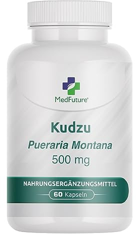 Kudzu Root Extract 500 mg - Leistungsstarkes Kräuterextrakt Antioxidans - Für ein gesundes Herz-Kreislauf-System | 60 Kapseln