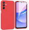 ARRYNN Custodia per Samsung Galaxy A15 4G / 5G (6,5) Cover + Pellicola Protettiva Vetro Temperato,Liquid Silicone TPU Case Cover per Samsung Galaxy A15 4G / 5G - Rosso