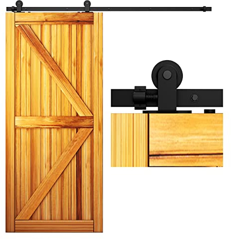 11FT/335cm Sliding Track,Barn Wood Door Sliding Hardware Kit for Interior Single Door(Type T-Roller)
