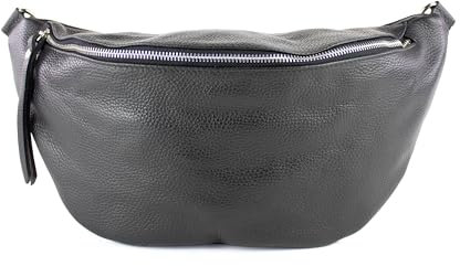 lePelou große Leder Bauchtasche für Damen mit Wechselgurt, Festival Tasche, Frauen Bauchtasche mit breitem Schultergurt, Kleine Umhängetasche, XL Crossbody Tasche, Geschenk für Damen (Schwarz)