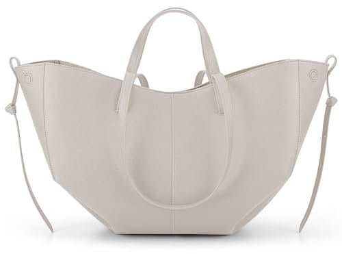 CHAMAIR Shopper Tasche Damen Groß Leder Handtasche Tote Bag mit Kleine Geldbörse Ledertasche Damen Umhängetasche Stilvoll Henkeltaschen Women's Totes Tragetasche, Grau