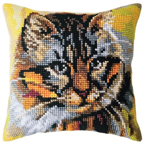 Collection d'Art CDA Kreuzstich-Set, Motiv: Katze, 40 x 40 cm, zum Selbermachen