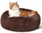 BEDSURE Hundebett waschbar Flauschiges Hundebett - Ø 50 cm Donut Hundebett für große Hunde, plüsch Hundebett rund Kuschelbett, Braun