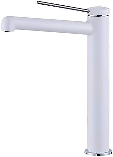 Bathroom Fixtures Basin Faucet,White Paint Hot and Cold Long Mouth Basin Faucet Bathroom Cabinet Double Control High Table Basin Faucet,Sink Faucet