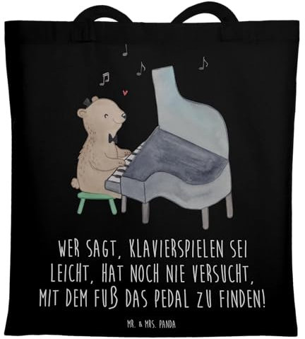 Mr. & Mrs. Panda Strandtasche Klavier Herausforderung - Geschenk, Konzert, Pedal, Musik, Tasteninstrument, Elfenbeintasten, Instrument, Musiker, Schultasche, Shopper, Lernen, Jutebeutel, Tasche