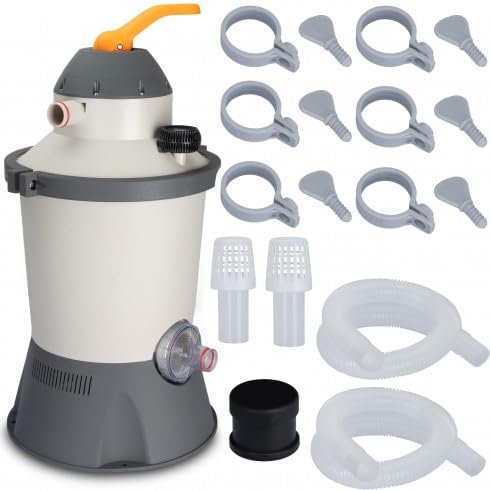 COIL Filtre à sable pour piscine - Pompe de piscine efficace 3028 l/h, robuste et durable, entretien facile avec valve à 6 niveaux, accessoires inclus, pour piscine jusqu'à 16 000 l