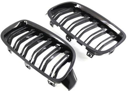 Nieren Schwarz Kühlergrill Streifen Kühlergrill für BMW 3 Series F30 F35 2012-2019,Grill Glanz Schwarz Doppelsteg Sport Kühlergrill