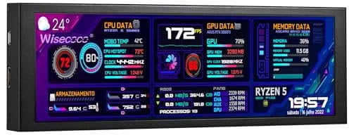 wisecoco 7,84 Zoll Mini Monitor HD IPS 400x1280 Sekundärbildschirm gestrecktes Bar LCD Display mit Gehäuse für Laptop Computer Speed Temperature Windows Aida64 CPU GPU Monitoring