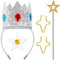 Goenb 4 Stück Prinzessin Rosalina Krone Zubehör Kit, Prinzessin Kostüm Zubehör Prinzessin Zubehör mit Prinzessin Krone Stirnband/Stand/Ohrringe/Brosche für Mädchen Frauen Karneval Fasching Mottoparty