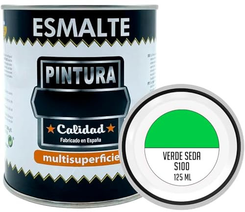 Acan Tradineur - Bote de Pintura Esmalte - Fabricado en España - Ideal para Cualquier Superficie, Madera, Plástico, Cristal o Cemento - Capacidad de 125 ML - Verde Seda (S100)