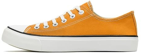 Ladies Canvas Shoes Low Top Trainers for Women Men Classic Lace Up Sneakers Canvas Plimsolls Pumps Casual Tennis Shoes Yellow