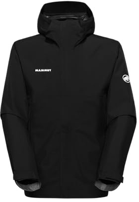 Mammut Treeline Light Hardshell Hooded Jacket Men – Waterproof, Windproof, Breathable, Black, Large