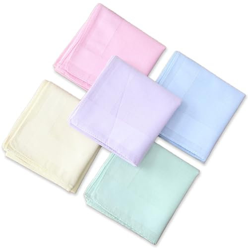 Zcbzbn5pcs Feste Farbe Damen Baumwolle TaschentüCher, Stoff Taschentuch Tuch Stoff FüR Den TäGlichen Gebrauch Und Hochzeit Partei, 40 X 40cm