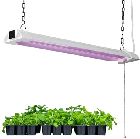 ENATECLITE 42W Hanging Plant Light for Indoor with Chain Switch Extendable Coverage (Link up to 6) - Full Spectrum LED Grow Light 4FT 5000K for Greenhouse, Shelves, Tomatoes