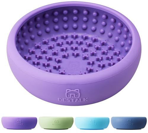 Dog Lick Bowl, Bestalk Anxiety Relief Lick Mat for Dogs, Non-Slip Freeze Licking Bowl Enrichment Puzzle Feeder for Distraction, BPA Free Silicone, Dishwasher Safe(Purple,S)