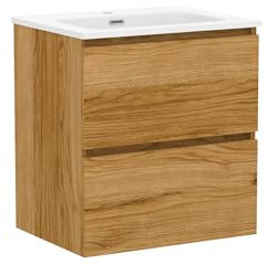 Baikal Mueble de Baño Klay. Mueble MONTADO. 2 Cajones Suspendido con Lavabo. Armario de Baño. Lavabo Ceramico. 60cm Teka.