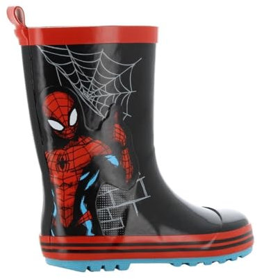 Leomil Spiderman Stivali Pioggia Bambino Bambini Stivali 32, Perfette per le giornate umide, Nero