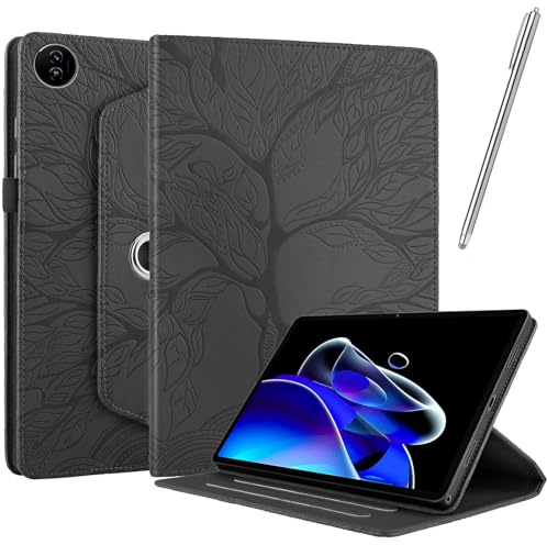 NETANY Rotating Custodia per Oppo Realme Pad 2 11,5 Pollice 2023, con penna PU Pelle Flip Cover, con portapenne Supporto Rotazione 360 Protettiva Cover - Nero