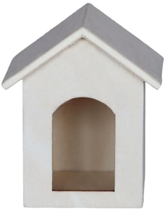 1/12 Puppenhäuser Möbel Miniatur Hundehütte Haus Holz Haustier Unterschlupf Haus für Handwerk Modell Garten Szene Display Puppenhäuser Kits