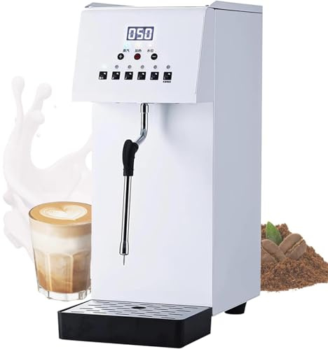 BEESOM Espumador Leche a Vapor Profesional 2500W 6L,Máquina para Hacer Espuma Café con 5 Niveles Temperatura,Display Digital,Tubo Vapor Extraíble,para Bebidas con Leche/Cafeterías​