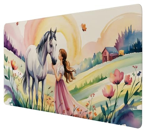 speecheese Schreibtischunterlage 89x40cm XXL Mauspad Pferde Sonnenuntergang | Mädchen Dekoriert mit idyllischem Sonnenuntergang - Perfekt für Reiterinnen