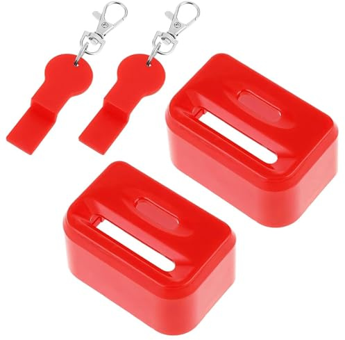 2 PCS Car Seat Belt Buckle Guard, Belt Lock Protector, Cover Prevents Accidental Release Secures Seatbelt Buckle with Keychain Tool Easy to Use and Remove Fits Most Vehicle Locks Safety Accessory, Red