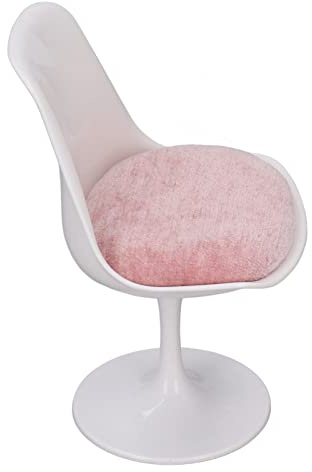 TOPINCN Chaise de Bureau en ABS Blanc et Rose, Pieds Ronds, pour Maison de Poupée 1:6, Accessoire Miniature pour Maison de Poupée (sans Accoudoir)