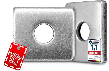 Qualinos 150x Doppelstabmattenzaun Klemmplatte, 29x26x3 mm, poliert, stabil | V2A-Edelstahl, entgratet und poliert, für Doppelstabmatten-Neumontage, korrosionsbeständig im Außenbereich, wetterfest