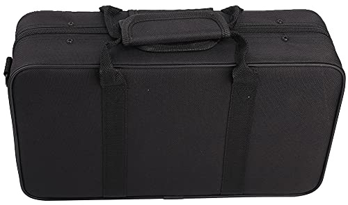 TIKATARER Funda para Clarinete, Negra Acolchada de Tela Oxford 600D Gruesa con Asa Correa Ajustable para el Hombro Múltiples Compartimentos Estuche Protector Acolchado