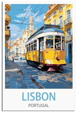 NAEGV Kits de peinture par numéros à Lisbonne, Portugal. Loisirs créatifs pour débutants. Peinture acrylique à numéros, dessin et décoration murale 20 x 30 cm.