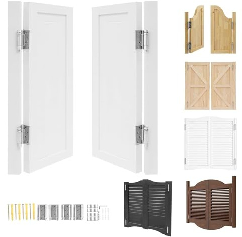 Saloon Porte Battante de Café en Bois Massif Style Western Cowboy Porte de Séparation avec Charnières Porte Double Intérieure Fermeture Automatique pour Cuisine Bar Personnalisable
